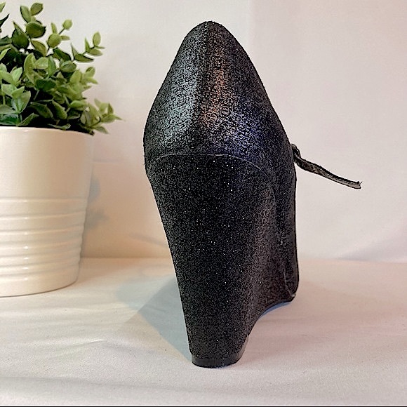 🖤Black Glitter Elegant Evening Wedge Heels (Round Toe) - "Trend Report " - Picture 11 of 15